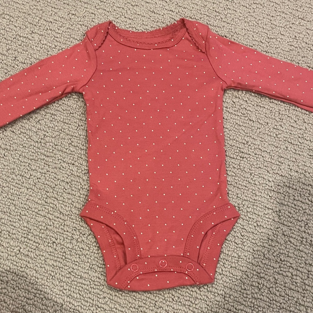 Carter's Girls Infant Pink Dotted Long Sleeve Bodysuit